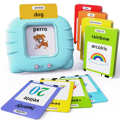 Lapare Spanish and English Bilingual Audible Flash Cards Toy with Music, Learn Spanish and English for Kids, Niñas, Niños, Bebes