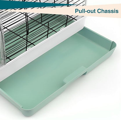 Portable Bird Cage with 2 Perches, Bird Travel Carrier with Food Bowls & Tray, Transparent Plastic Parrot Cages for Cockatiels Lovebirds Canaries Budgies