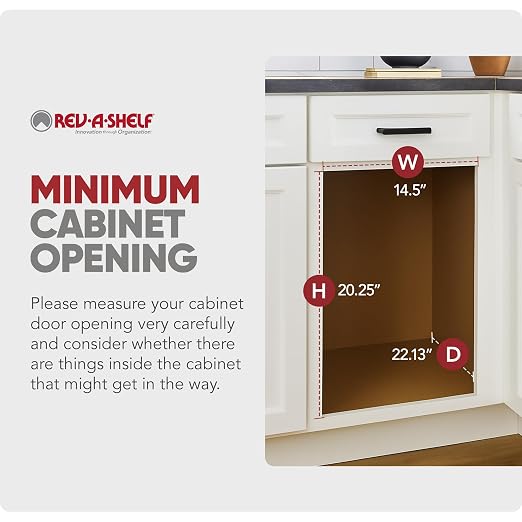 Rev-A-Shelf Double 35 Qt Pullout Trash Cans with Soft-Close for Under Kitchen Cabinets, Min Opening Width of 14.5", Orion Gray, 53WC-1835SCDM-213