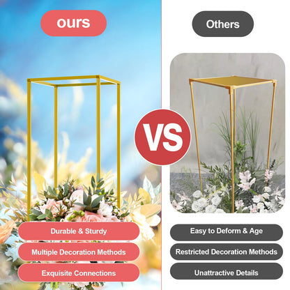 10 PCS 23.6inch Gold Column Wedding Flower Stand, Flower Floor Vase Display Rack, Wedding Centerpiece Flower Vase for Table, Tall Flower Holder for Home Party Wedding Decorations