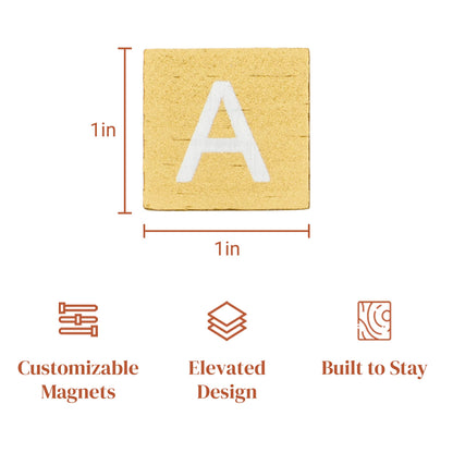 Stiles 100 Piece Magnetic Wooden Letter Tiles - Alphabet Magnets for Whiteboards, Refrigerators & Magnetic Letter Boards - Changeable Letters for Craft & Announcements, Gold