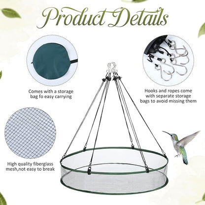 FoldTier 2 Pieces Universal Wild Bird Seed Catcher Hanging Hoop Platform Bird Seed Catcher Tray for Hummingbird Feeders Bee Feeder Outdoor Garden Accessories (24 Inch)
