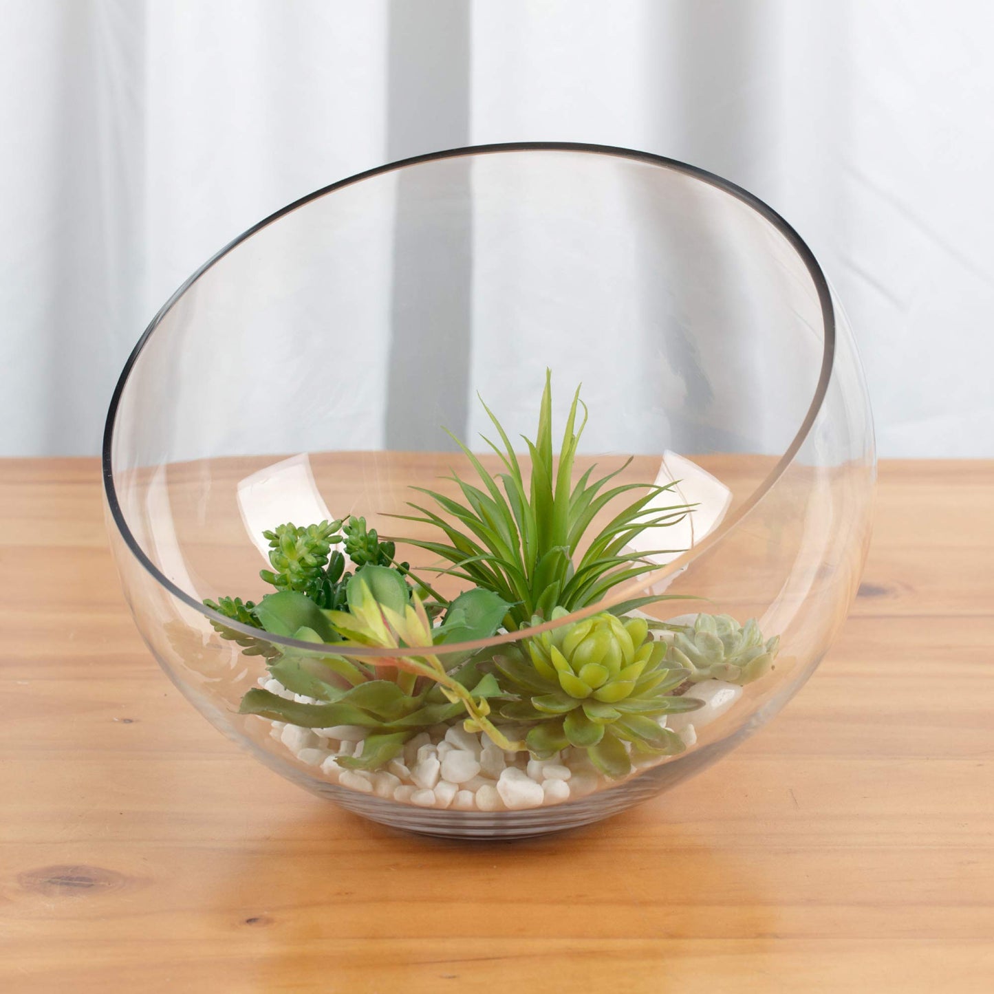 WGV Slant Cut Bowl Glass Vase Bulk, Width 11", Height 9.5", Clear Terrarium, Candy Dish, Fruit Jar, Floral Container for Wedding Party Event, Home Office Decor, 2 Pieces