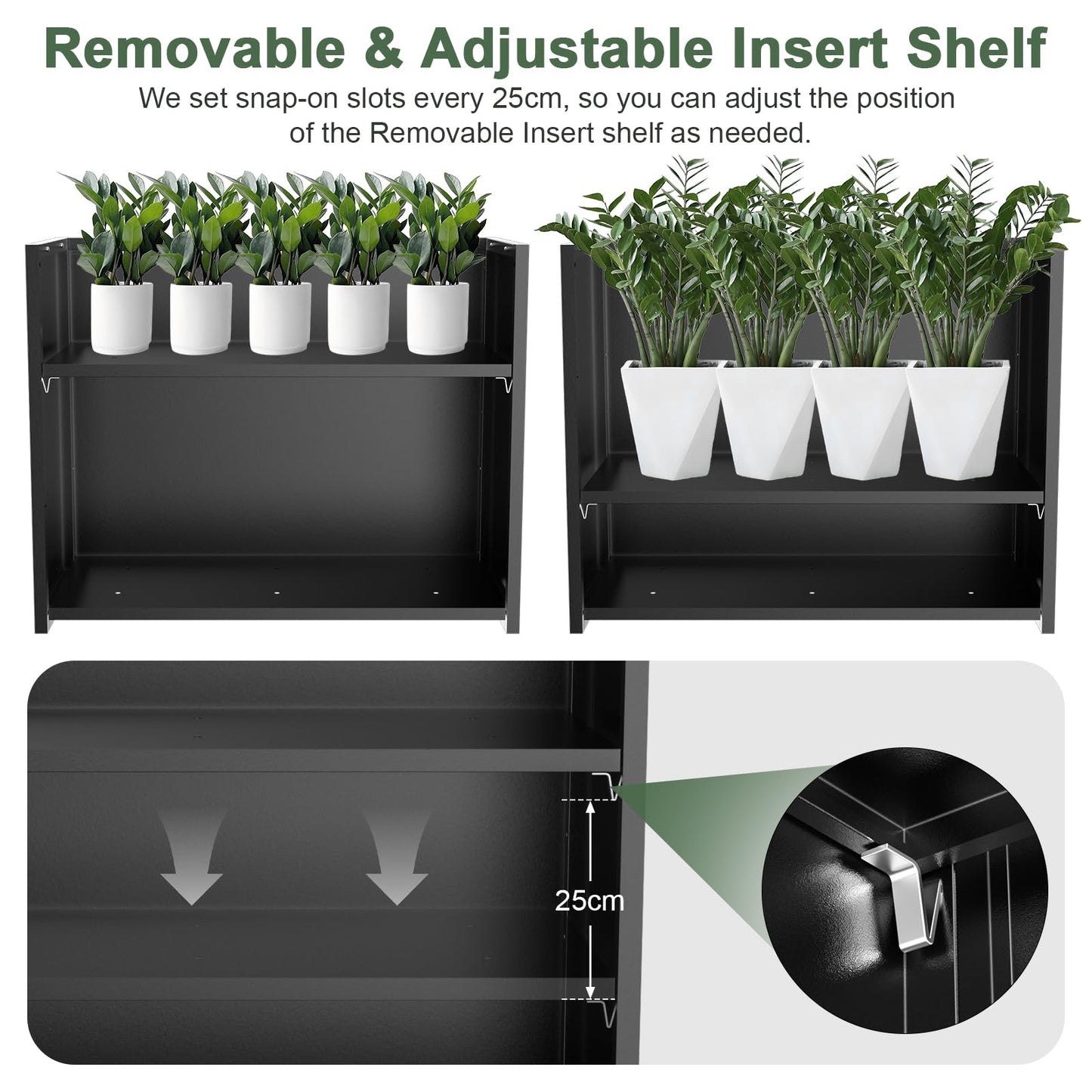 Baotree Metal Large Planter Box 38" L x 13" W x 30" H, Heavy Duty Tall Rectangle Outdoor Planter Box with Removable Insert Shelves for Porch, Garden, Patio, Yard (Black)
