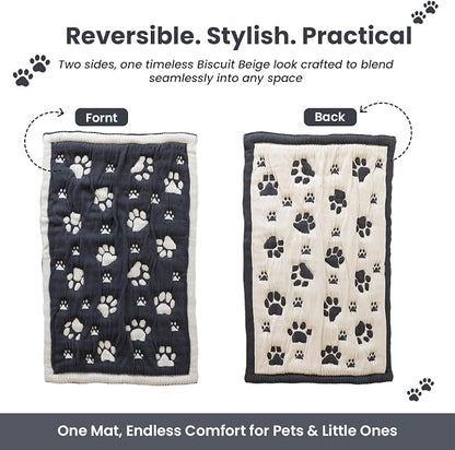 PetMat 28x40 in, Charcoal – Organic Cotton Crate Pad for Small Dogs & Cats, Seamless Reversible Design, Washable & Dryer Safe