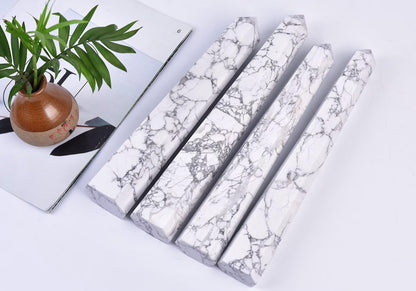 CNYANFEI Natural White Howlite Crystal Wand Tower Large Size Hexagonal Polished Stone 2.2-2.6 Lbs for Healing Meditation Reiki Chakra Balancing Home Decor Unique Handcrafted Gift