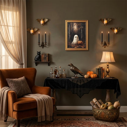 YHCTHT Gold Framed Halloween Wall Art, Ghosts Pumpkin Pictures Wall Decor