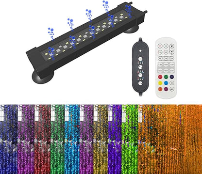 Submersible Aquarium Light for Fish Tank,24/7 Mode Full Spectrum LED Fish Tank Light with Air Bubble Hole RGB Color Changing Brightness Timer Adjustable,19.6inch 14W Fish Light