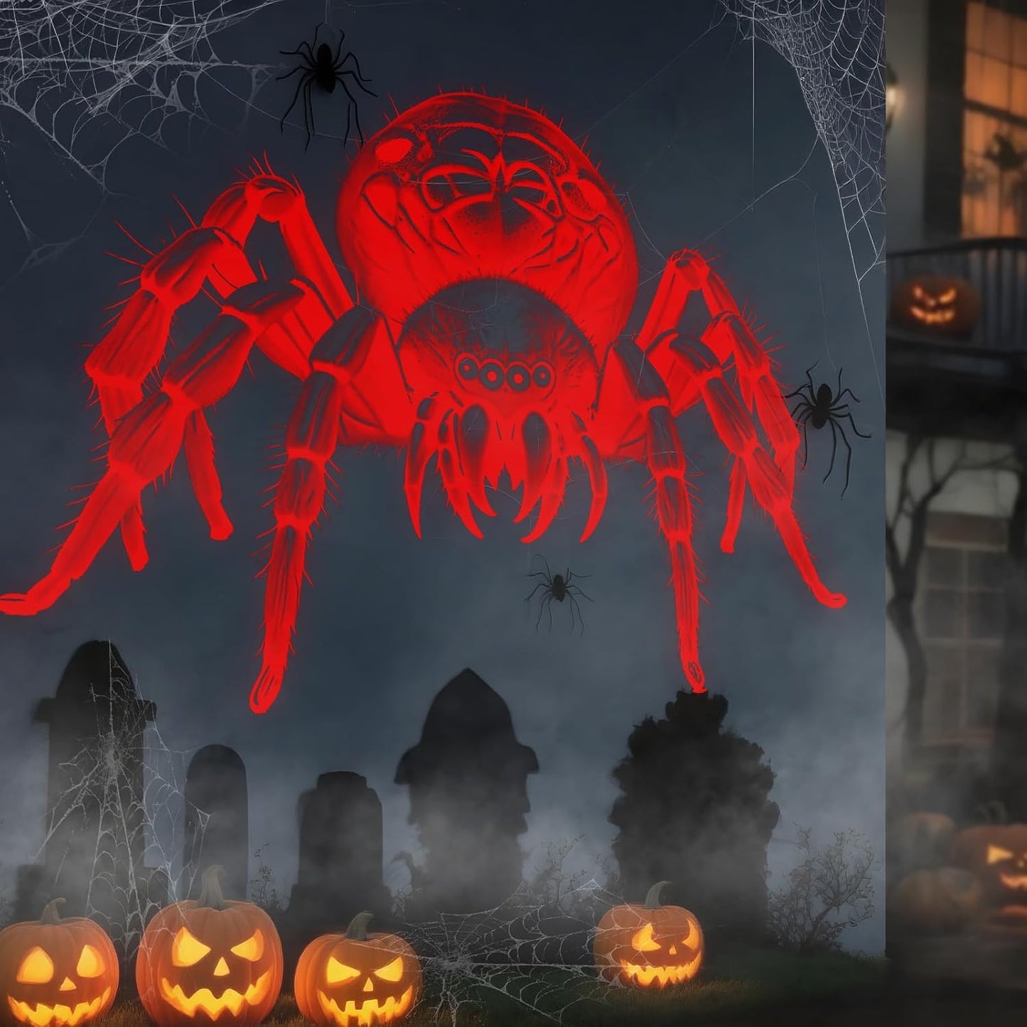 Halloween Decorations Outdoor Indoor - 3D Dynamic Red Halloween Projector Lights,Waterproof Holiday Light for Window,Ground
