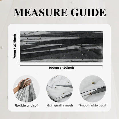 Artoid Mode 3PCS Pearl Black Gauze Table Runner 120 Inch 10FT, Seasonal Sheer Dining Holiday Wedding Birthday Baby Shower Table Decor for Home Party