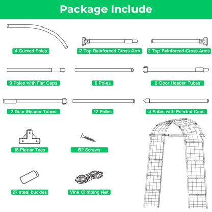 Garden Arch Trellis for Climbing Plants, 82 Inch Tall Grape Trellies for Outdoor,Flower Vegetable Tomato Cucumber Trellis with Clamp Netting, Metal Vine Plants Support for Wedding Garden Decoration