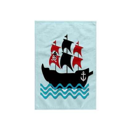 3D Rose TWL_224466_1 Pirate Boat. Kids Decor Towel, Blue, 15" x 22"