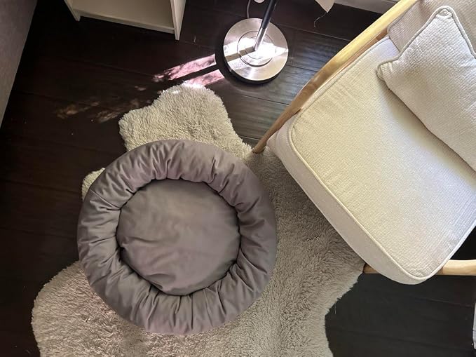 Organic Cotton Canvas Dog Bed: Removable Cover, Natural Fill - Made in USA (Blue Gray, Medium 28" x 8" inches)