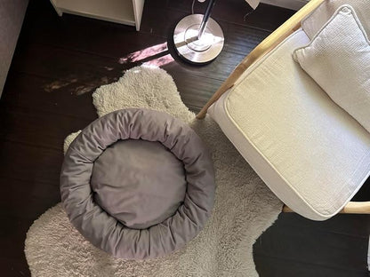 Organic Cotton Canvas Dog Bed: Removable Cover, Natural Fill - Made in USA (Blue Gray, Small 24" x 7" inches)