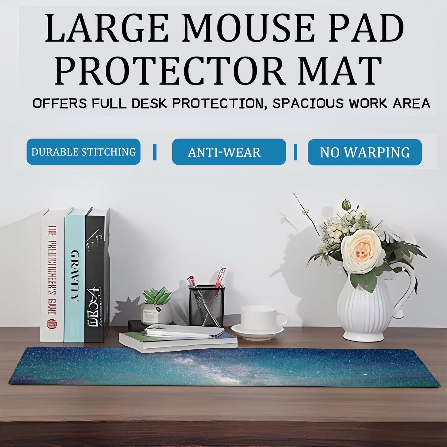 ainori Enchanted Forest Ghost Gaming Mouse Pad – 12x31.5in Non-Slip Rubber Desk Mat with Mystical Mushroom Design – Large Extended Mousepad for Office Home – Gift for Fantasy & Halloween Decor