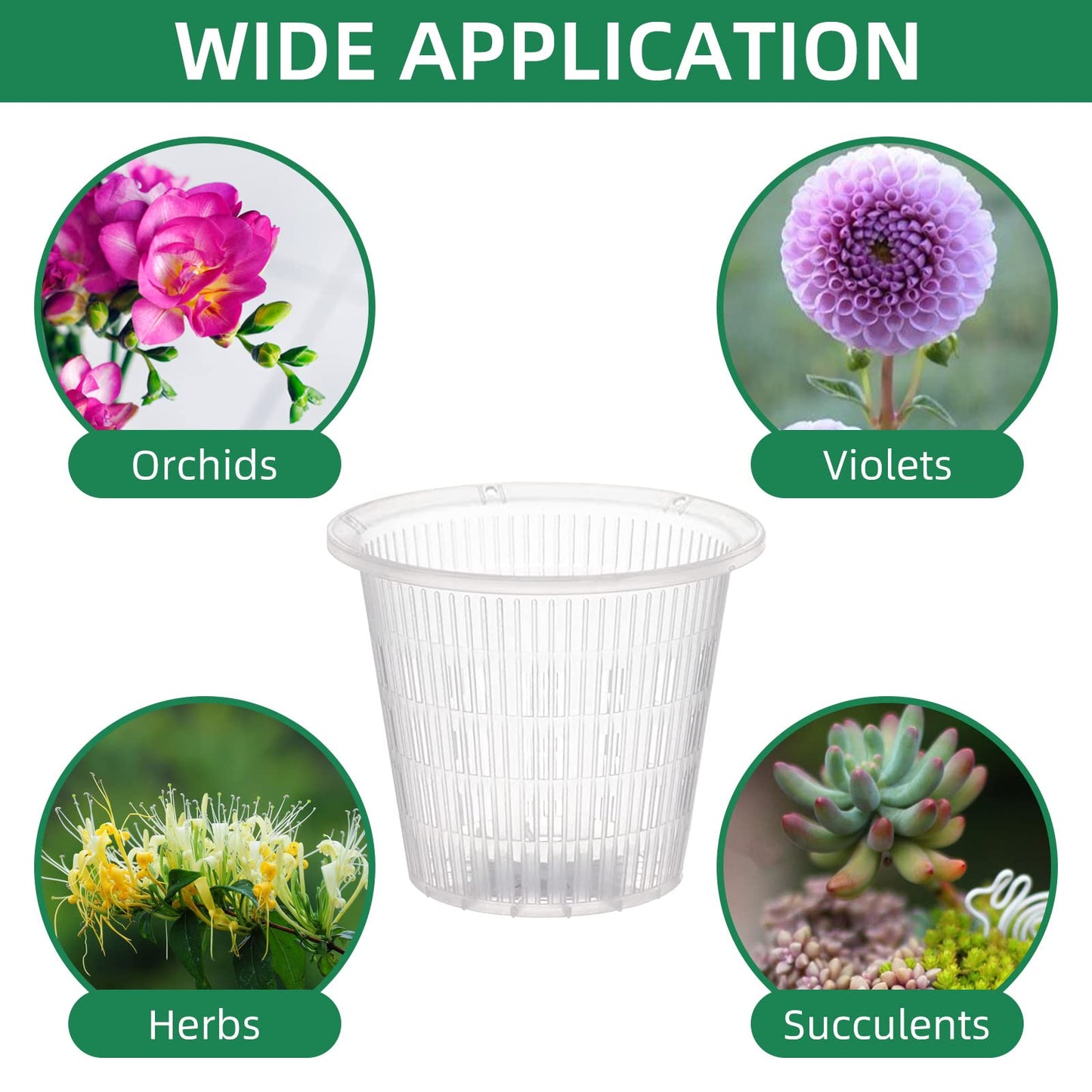 Ohiyoo Orchid Pot 5 inch Orchid Pots with Holes 12 Pcs Clear Plastic Orchid Pots Slotted for Repotting Clear Nursery Net Plastic Flower Plant Pot Indoor Outdoor (5.5inch, 12pcs)