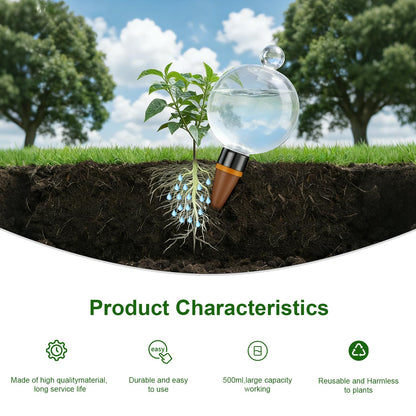 HSHATJSJSY 2 Pcs Plant Self Watering Globes with Covers，Self Watering Planter Insert,Automatic Plant Waterer Indoor ，17.5 oz Watering Bulbs with Terracotta Watering Spikes with Shovel(clera)