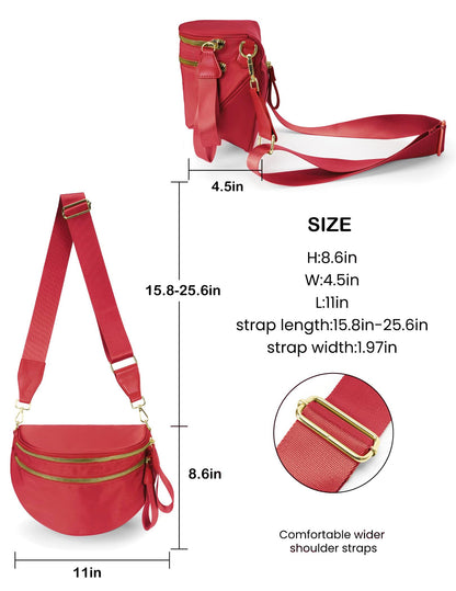 Spacious Nylon Crossbody Bag Bum Bag Handbags Wallets Purses Trendy Shoulder Bag for Women