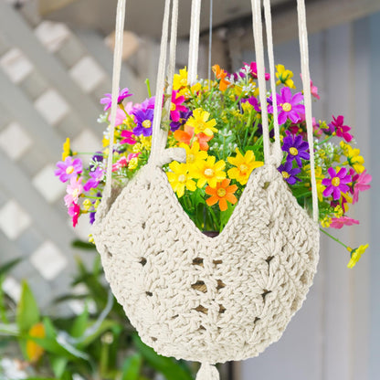 Wovnet 4 Packs Macrame Plant Hangers Indoor Crochet Hanging Plant Holder with Tassels Hanging Planters for Indoor Boho Hanger with 4 S Shaped Hooks for Home Decor Window Flower Pot (White)