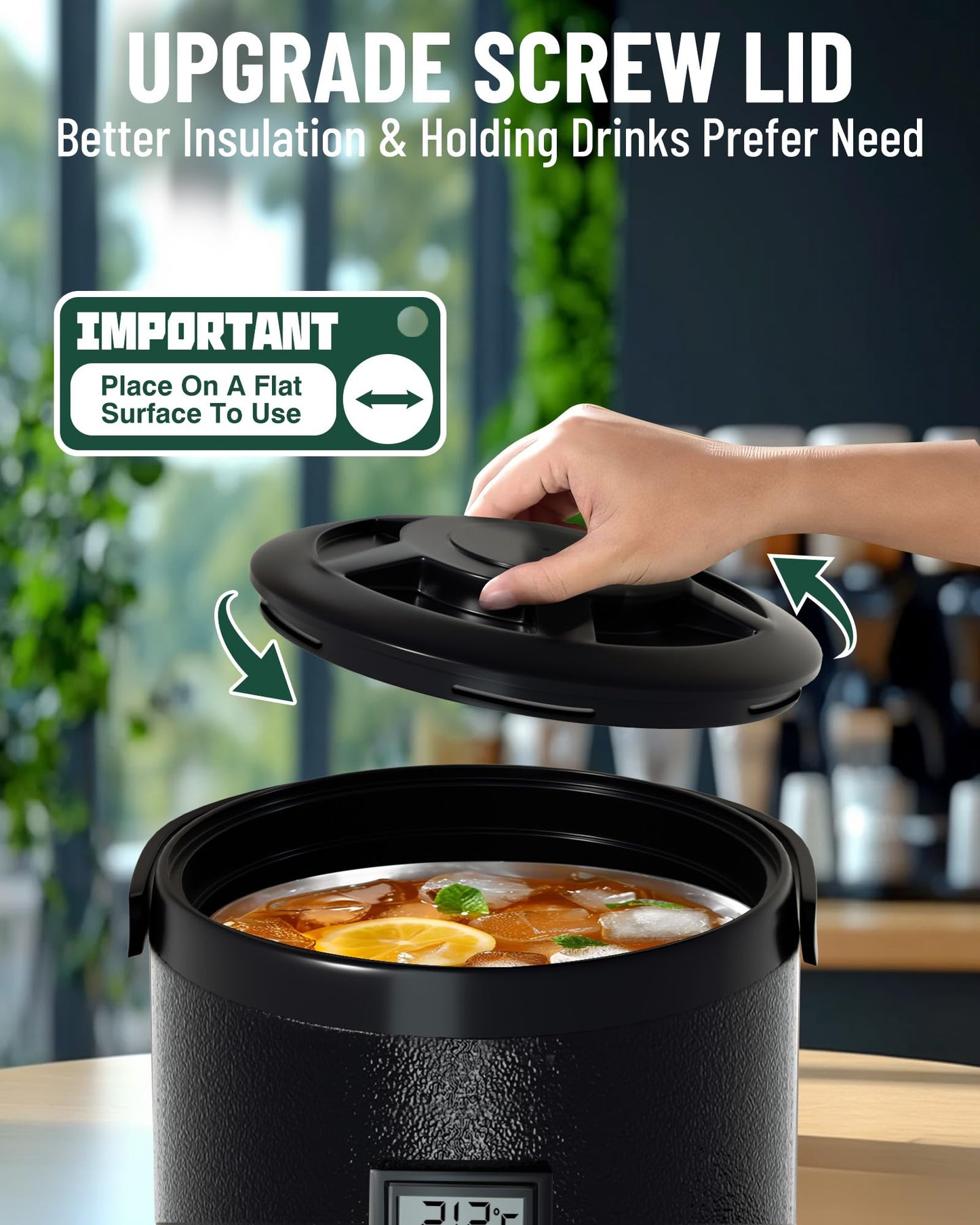 WantJoin Insulated Beverage Dispenser - 1-pack Thermal Hot and Cold Drink Dispenser with Spigot, Stainless Steel Premium 12 L/3.2 Gallon for Coffee & Hot tea,Cold Milk,Water,Juice (Black)