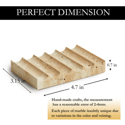 MAGPER HOME Elegant Natural Marble Soap Dish – Zen Stone Soap Tray – Rectangle Non-Slip Soap Holder for Bathroom and Kitchen - Jewelry Display Dish (Beige Travertine)