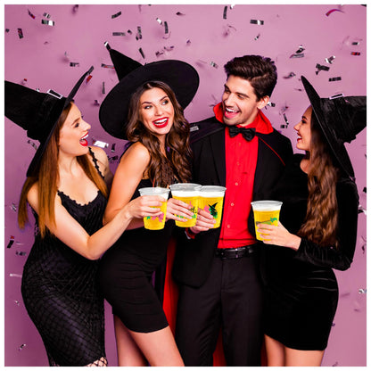 Witch Theme Party Decoration Plastic Cups, 50pcs 12 Oz Plastic Clear Disposable Drinking Cups for Witch Movie Birthday Wedding Summer Tropical Shower Party Supplies Favors Women Men Snack Cup Bulk