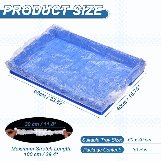 Disposable Bird Cage Liners, Clear Plastic Cage Liners for 24x16 Inch Pallets Tray Universal Elastic Film, (30 Pcs), Intended for Parakeet/Cockatiels/Rabbit/Guinea Pig