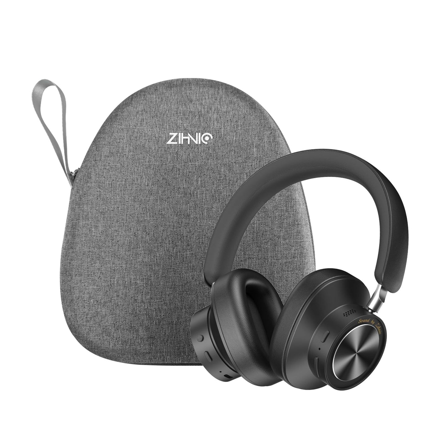 ZIHNIC Active Noise Canceling Headphones, Wireless Over Ear Bluetooth Headphones, Hi-Res Audio, Prolonged Battery Life, Deep Bass, Comfortable Foam Ear Cups-Black