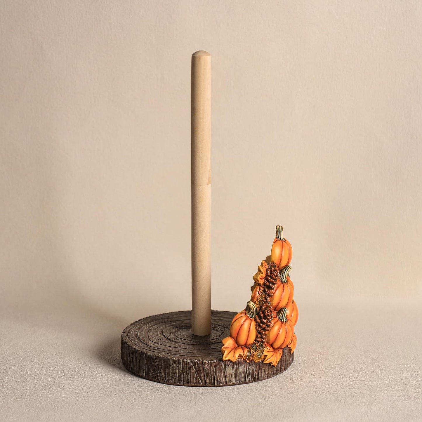 Bicuzat Autumn Maple Leaves Pumpkin Pattern Paper Towel Holder Stand, Resin Pumpkin Crafts Display for Kitchen Countertop, Halloween, Cafe, Restaurant, Cake Shop, Dessert Shop-Pumpkins