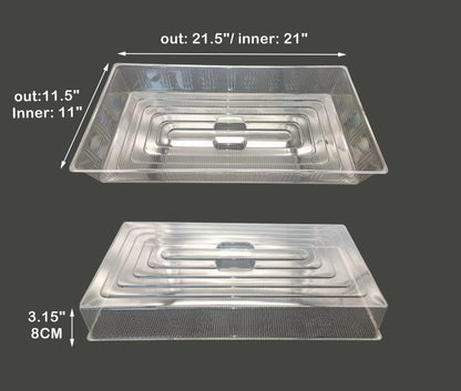 RooTrimmer 10 Pcs Humidity Dome, Plastic Clear Seed Starter Dome 1020 Tray Covers Humidifying and Insulating for Greenhouse Germination and Garden Growing (21.5"×11.5", 3.15" Height, 10-Pack)