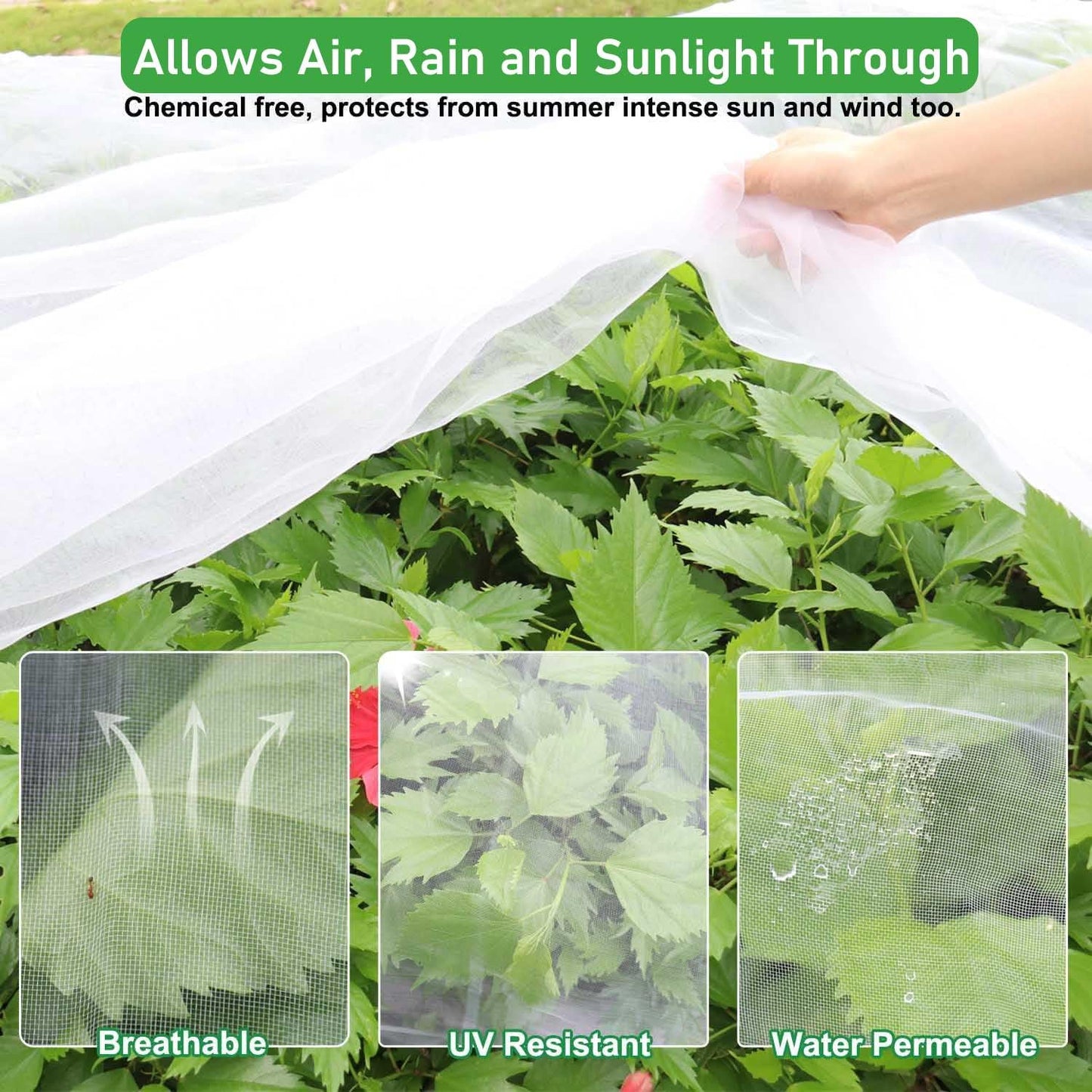 2 Pcs Garden Netting Pest Barrier for Raised Garden Beds, Garden Insect Mesh Netting Raised Bed Cover Screen Protection for Protecting Vegetables Fruits Flowers (Netting, for Cover a 4x2x1ft)