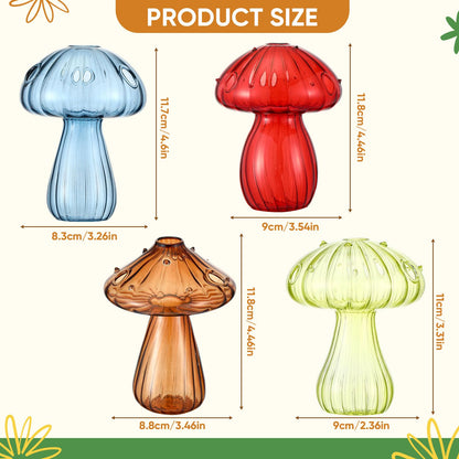 LemonRoad 8 Pcs Mushroom Window Propagation Stations with Suction Cups Cute Glass Wall Hanging Planter Holder Flower Vases Hydroponic Bud Terrarium Jar for Indoor Window Living Room Home Office Decor