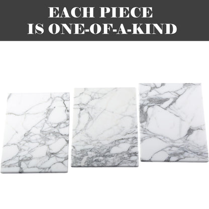 Natural Marble Board for Kitchen - 10" x 8" Stone Slab, Marble Cheese Pastry Board for Counter, Bathroom Trays, Serving Tray Jewelry Candle Plate (Arabescato)