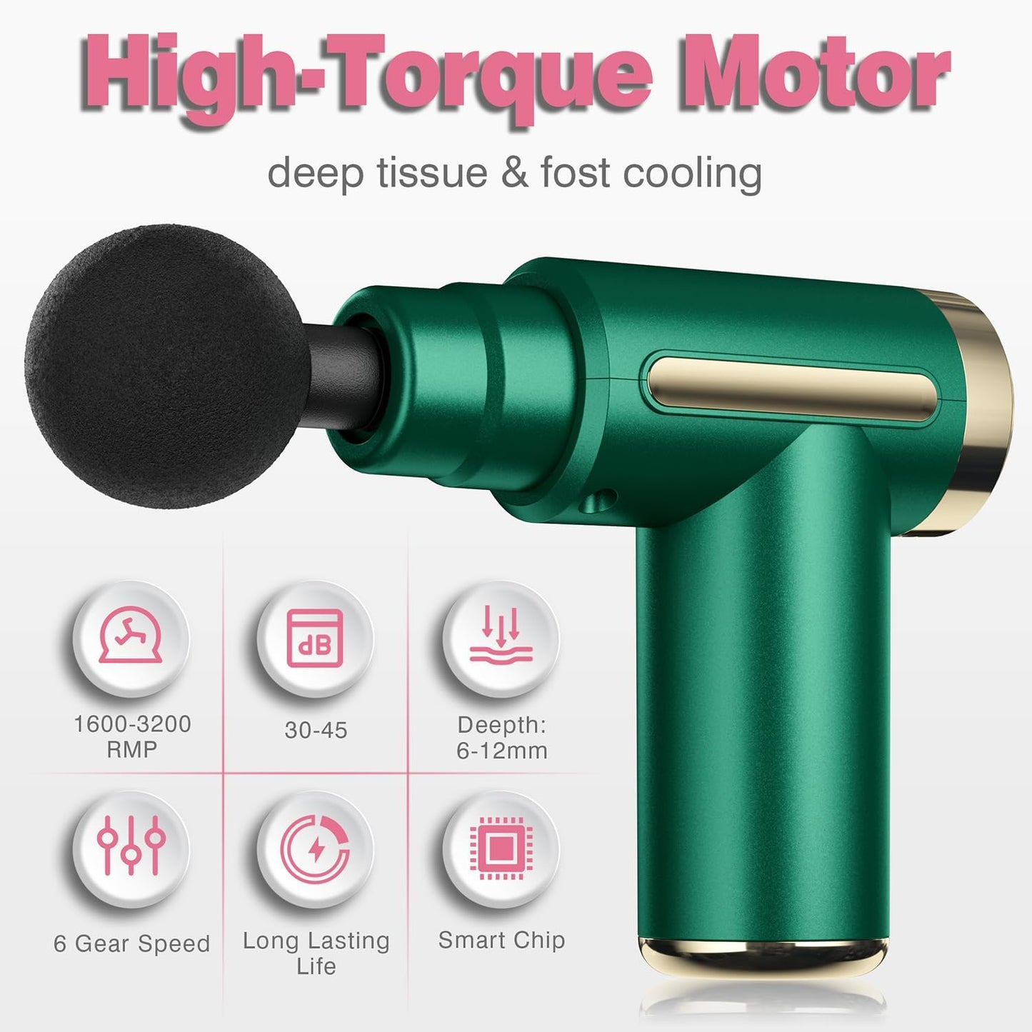 cotsoco Massage Gun Deep Tissue for Pain Relief with 4 Massage Heads & 6 Speeds, Electric Mini Handheld Body Massager for Any Pain Relief, Best Gifts for Dad and Mom