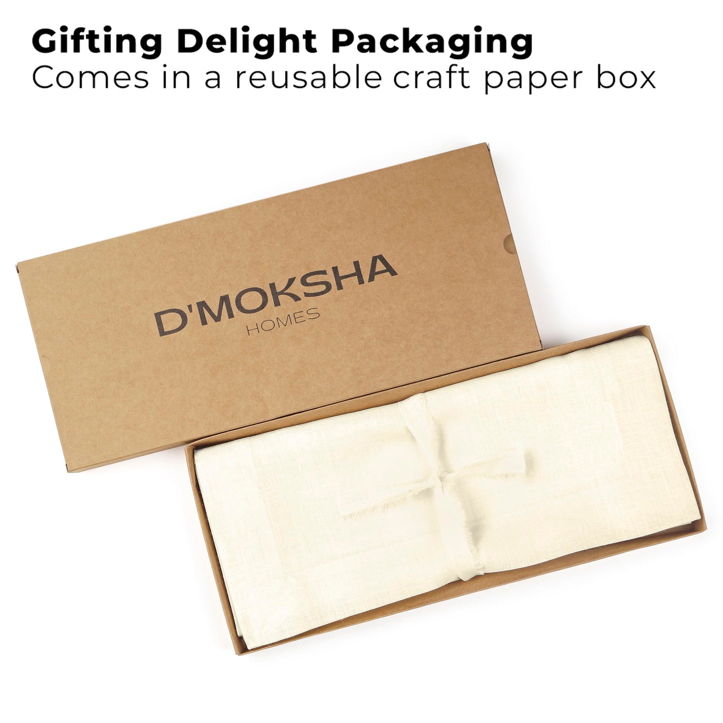 Classic Linen™ by D'Moksha Ivory Table Runner 48 Inches, 100% Pure Linen, Coffee Table Runner, 14 x 48 Inch for Dresser Tables- Summer