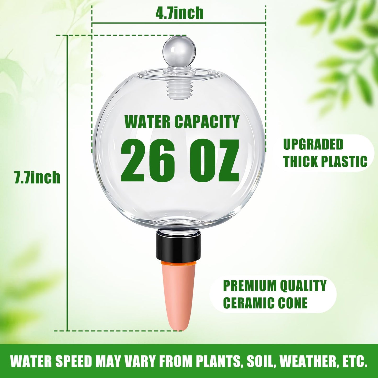 26 oz Extra Large Plant Self Watering Globes Top Fill - Upgraded Plastic Water Bulbs, Slow Release Terracotta Self Watering Planter Insert, Plant Watering Devices System, Water Spikes Stakes, 2 Pack