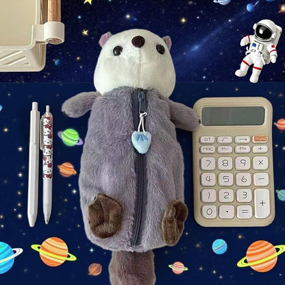 Cmtuuy Pencil Case, Cute Pencil Pouch, Pen Bag Case, Plush Large Capacity Storage Bag, Zipper Pen Pouch for Girl and Boy (Sea otter)