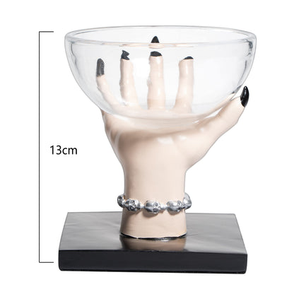 GUTE Witch Hand Candy Bowl Stand – 5" Resin Snack Dish for Treating, Candy Holder Basket Nuts, Jewelry, Snacks, Gothic Party Decoration, Office Centerpiece Countertop Display