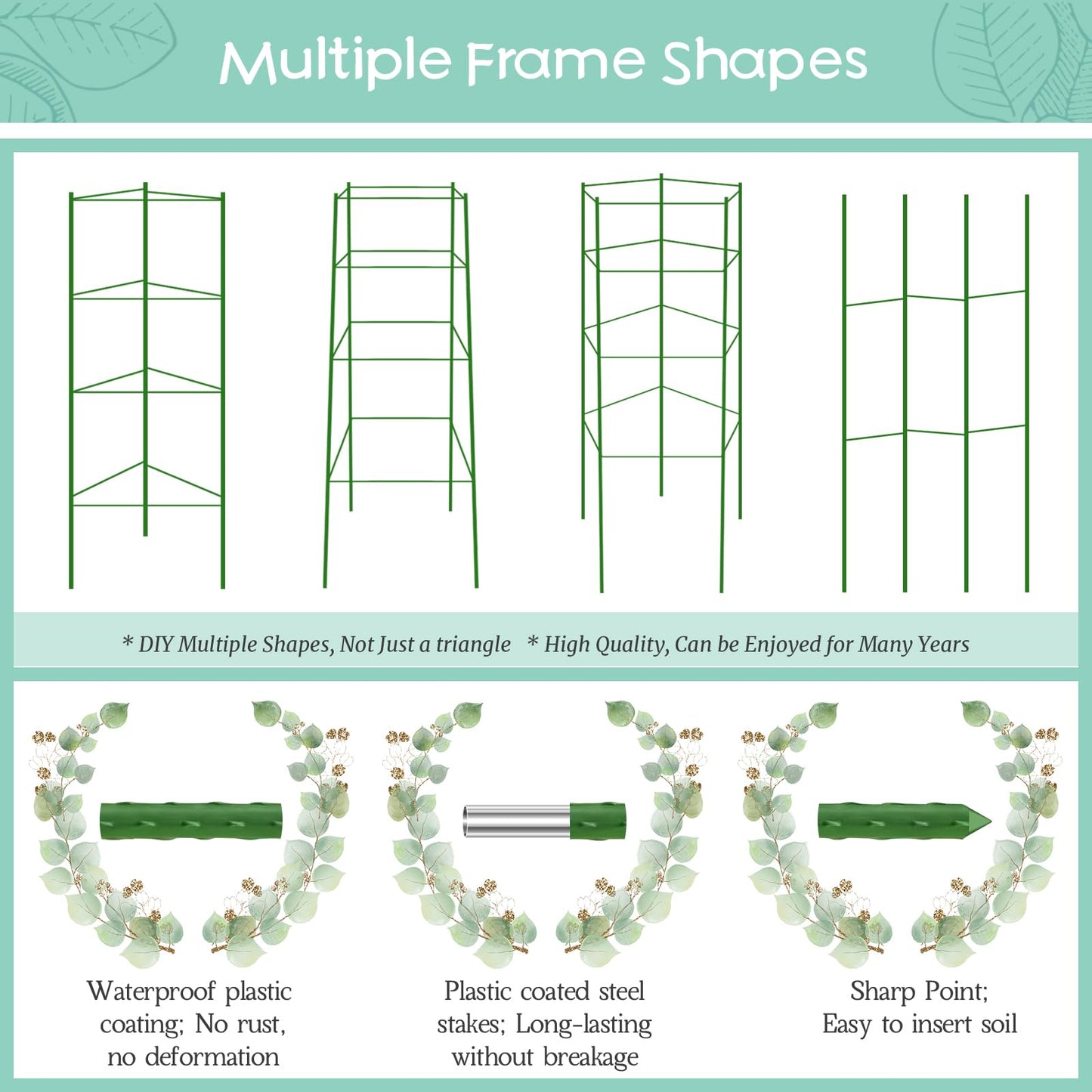 Legigo 2-Pack Tomato Cage for Garden Plant Support- Up to 63inch Garden Stakes Tomato Cage, Tomato Trellis for Potted Plants, Tomato Cages Plant Stakes for Climbing Vegetables Plants Flowers