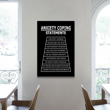 YSPCSUN Motivational Poster Anxiety Coping Statements Quote Office Decor Painting Practice Inspirational Canvas Wall Art Prints Artwork for Modern Home Living Room Ready to Hang [24''Wx 36''H]
