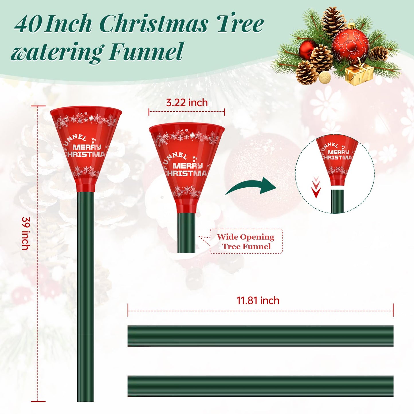 Kaiedos Christmas Tree Watering Funnel - 39 Inch Funnel, Reusable Design, Makes Watering Your Live Tree a Snap!