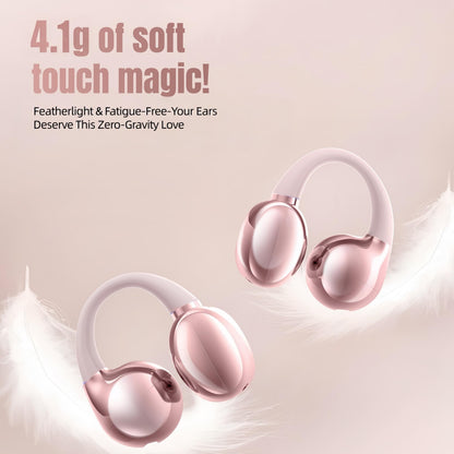 otinsile Open Ear Earbuds,Clip On Earbuds Wireless Bluetooth 6.0 with LCD Touchscreen, Lightweight Comfort Bone Conduction Headphones for Sports, Fitness, and Workouts, Rose Gold
