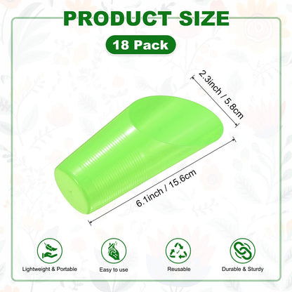 M METERXITY 18-Pack Bonsai Soil Scoops, Plastic Garden Soil Scoops Bucket Shovel Potting Scoopers for Transplanting/Flower Planting/Plant Succulent, Colorful Small Gardening Tools [Green]