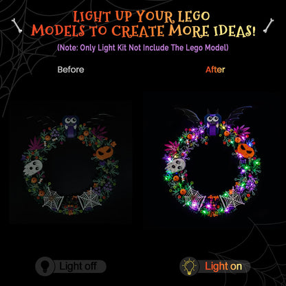 Hilighting Upgraded Led Light Kit Compatible with Lego Halloween Wreath Building Set, Lights Decoration Compatible with Lego 40825 (Model Not Included)