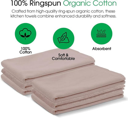 DG Collections Terry Dish Towels, 100% Cotton Kitchen Towels, Set of 6 (18x28 inch) Hand Towels - 400 GSM, Absorbent Terry Cloth Dish Towels for Kitchen, Soft Tea Towels - Pink Color