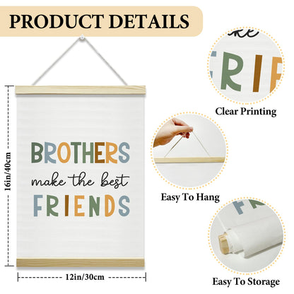 Nopoben Brothers Poster Hanger Frame - Brothers Make the Best Friends, Kids Room Wall Art With Wooden Poster Hanger, Boys Bedroom Playroom Game Room Decor(12x16 Inches)-04