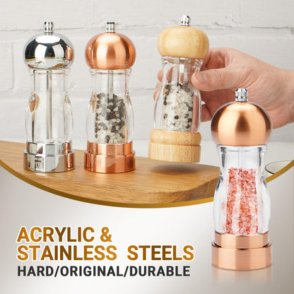 Pepper Grinder,Salt Grinder,Stainless Steel Salt and Pepper Grinder Set,Manual Salt & Pepper Grinders,Refillable Pepper Grinder Mill with Adjustable Coarseness, Ideal for Kitchen（5 Inches-2PCS）