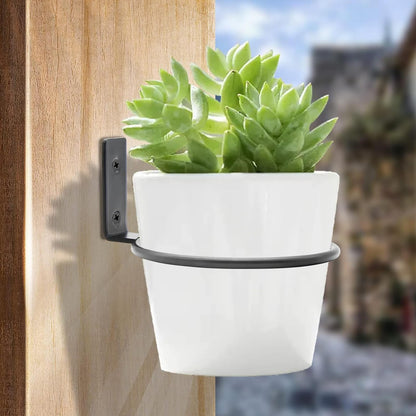 Jiozermi 2 Pack 5 inch Flower Pot Holder Ring, Flower Pot Holder Ring Wall Mounted Set Wall Mounted Metal Planter Hanger Matte Black Hanging Plant Holder