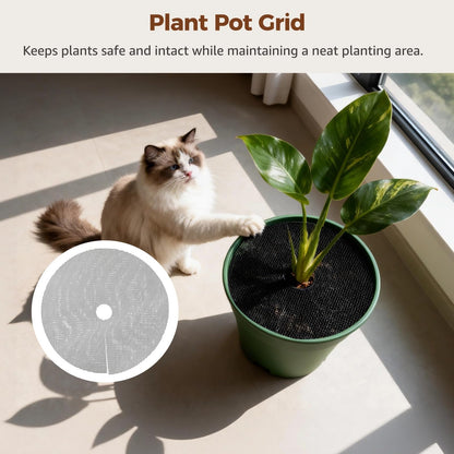 Toyosport 10 Pcs 15.75" Plant Pot Grids, Flower Pot Soil Protector Covers, Black Plant Mesh Nets for Pet Protection, Cuttable Digging Stoppers with Metal Securing Stakes
