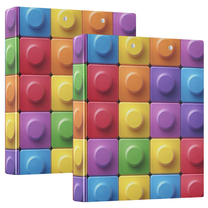 FRCSDIY Colorful Building Blocks 3 Ring Binder Round Rings 1 Pack,Holds 200 Sheets Ring Binders for School Supplies, Office or Home